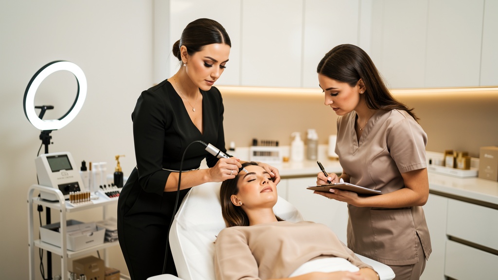 PMU trainer teaching a student in a professional academy